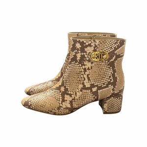 Ralph Lauren Brown Snake Print Ankle Booties